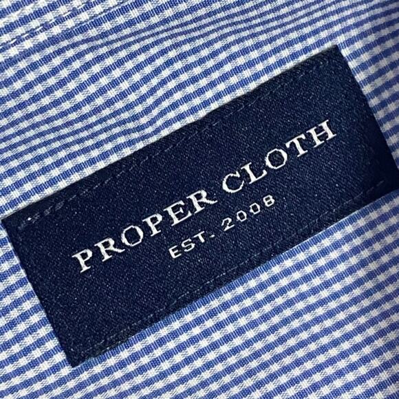 Proper Cloth Shirt Light Blue Check Size Small 18x31 100% Cotton - Picture 6 of 8
